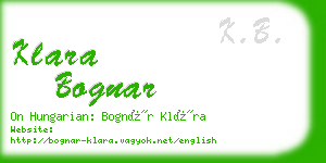 klara bognar business card